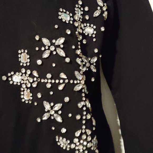 Hemant & Nandita Womens Black Handmade Blingy Sparkly Crystals Sweatshirt XS - Picture 7 of 14
